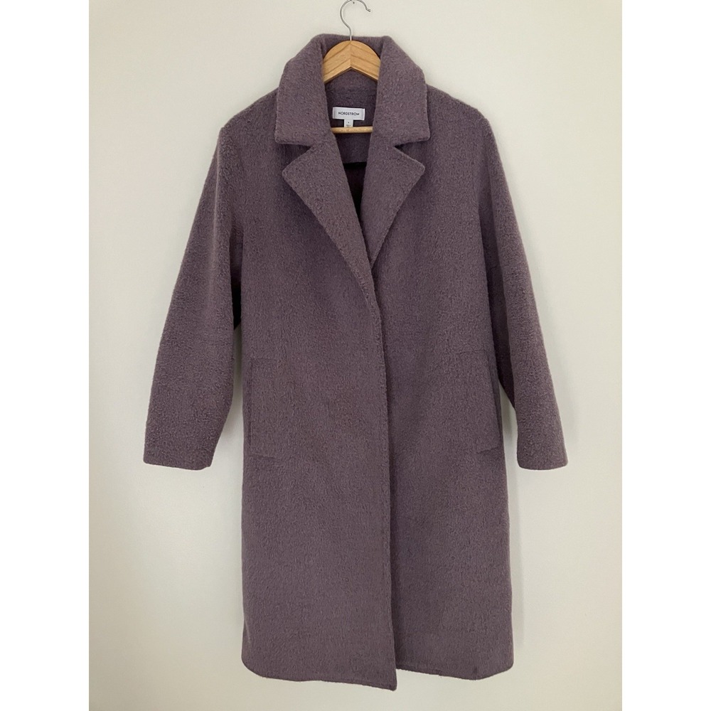 Nordstrom Teddy Texture Coat In Muted Lavender Size Small
